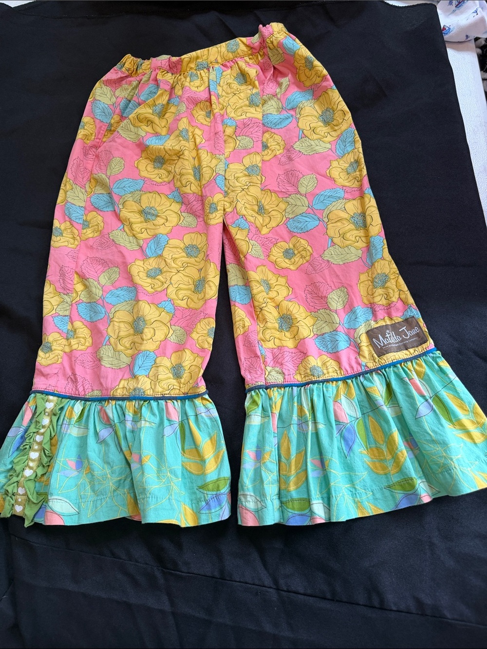 Matilda Jane Pink, Yellow & Aqua Floral Ruffle Pajama Bottoms